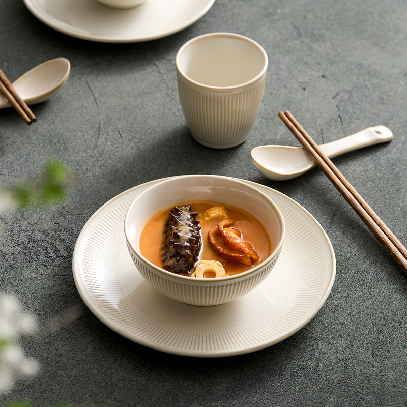 米黄餐具套装家用碗勺盘子组合创意酒店餐厅会所一人食五件套摆台