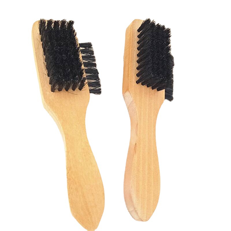 Wooden-handled shoe polish brush, multi-functional shoe polish brush, soft leather shoe brush, bristle polish brush, three-sided pure pig hair shoe brush