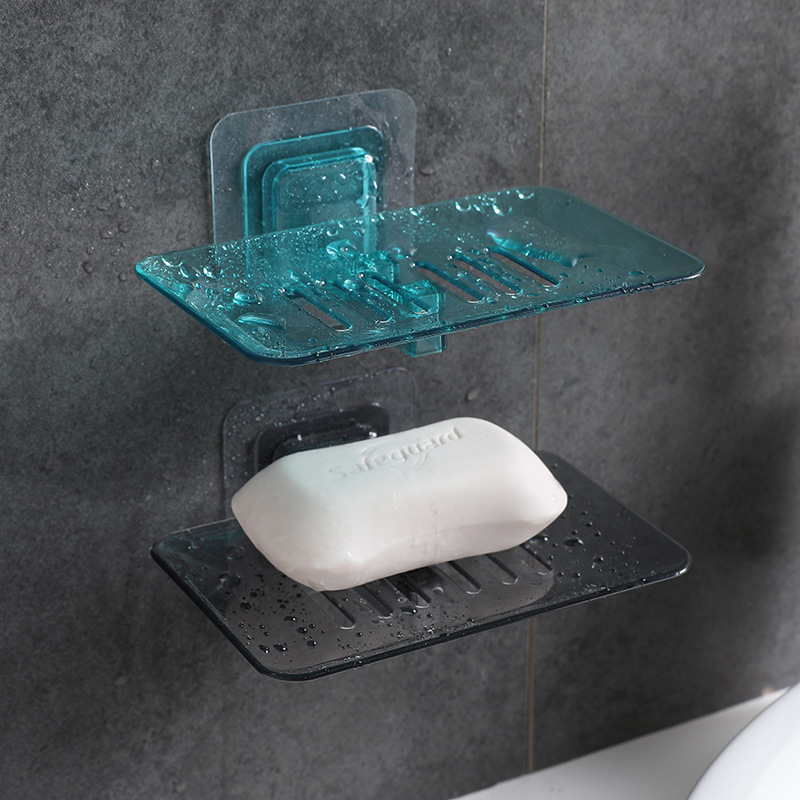 Foldable, hole-free transparent wall-absorbing soap box