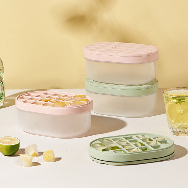 夏天冰格带盖冰块模具食品级制冰盒家用创意带盖模具自制储冰盒