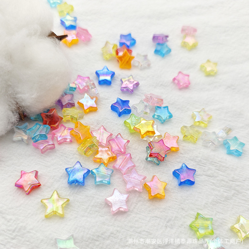 New cross-border hot straight hole AB color five-pointed star bracelet string diy jewelry accessories beading manufacturers thumbnail