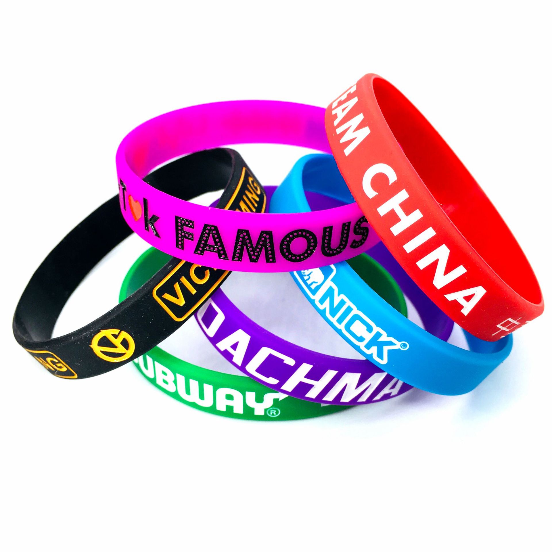Silicone bracelet printed color LOGO Rubber bracelet Wristband Adult children basketball sports silicone bracelet jewelry Specification drawing
