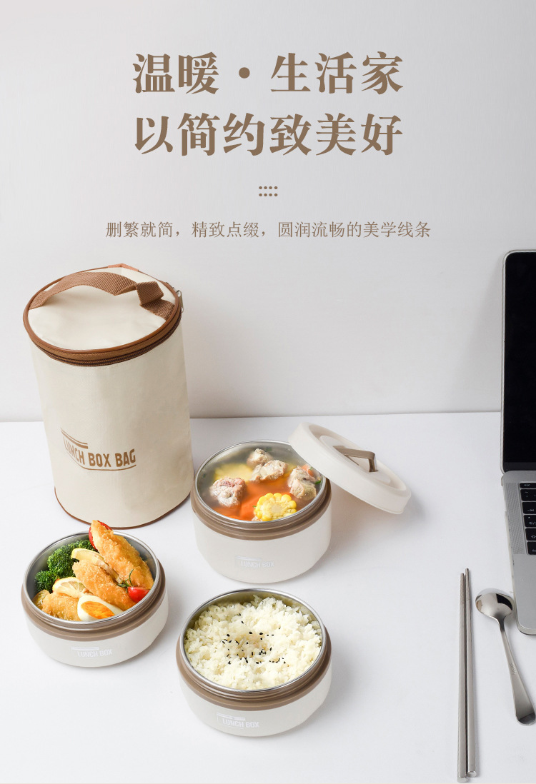304 stainless steel insulated lunch box with lid, portable for office workers, microwave oven-heated lunch box, with rice for carrying the pot pic 10