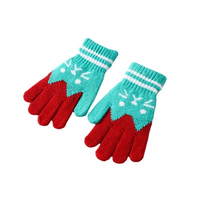 New winter cashmere knitted gloves for boys, girls, students and children, featuring cartoon cat faces with fleece for warmth and outdoor knitted gloves