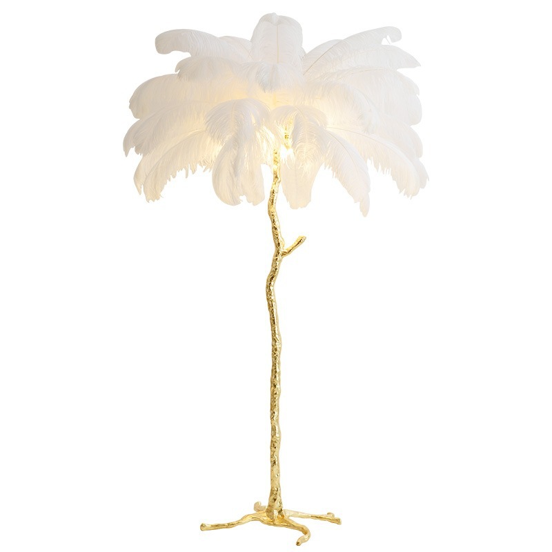 Feather Table Lamp Ins Nordic Romantic Ostrich Hair Bedroom Bedside Lamp Resin Wedding Room Studio Floor Lamp Item Picture