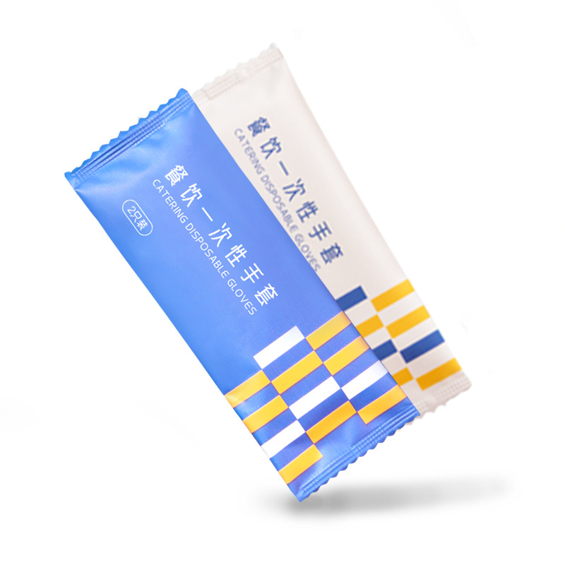Wholesale of domestic trend disposable gloves, individually packaged food-grade, thickened single-pack and small pe gloves for restaurants to enjoy lobster Item Picture