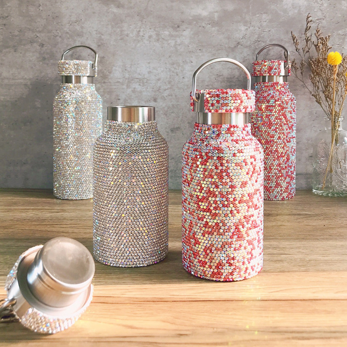 Thermos Cup Rhinestone Portable Female Full Diamond 316 Stainless Steel Water Cup Creative Gift Net Red Diamond Inset Instagram Cute Application Scenario