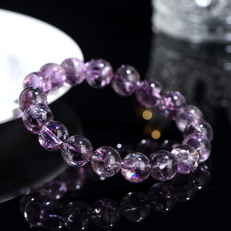 Jiuya Crystal Natural Purple Asai Round Bead Bracelet Purple Rainbow Crystal Loose Beads Factory Direct Sales Application Scenario