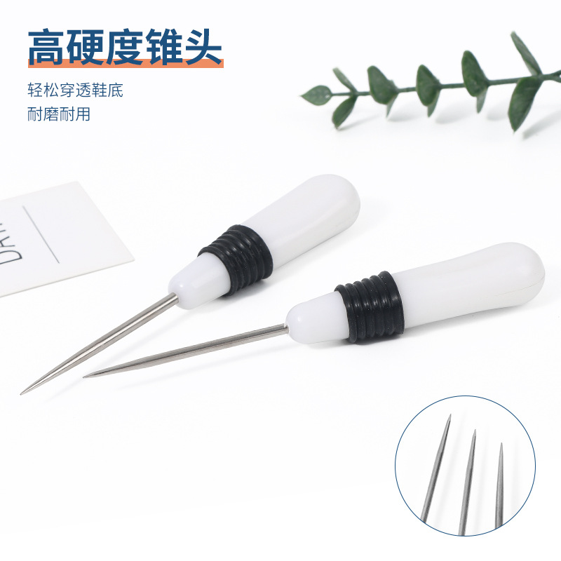 White plastic handle awl shoe repair tools pointed taper needle leather hole positioning awl thousand through wholesale Specification drawing