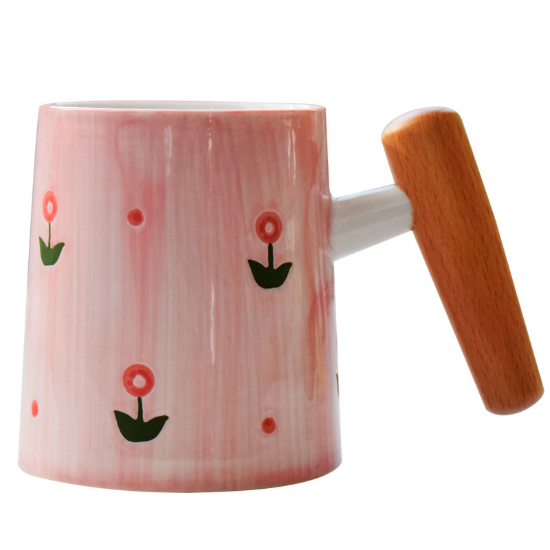 Huang Long Home Daily Ceramic Cup Pink Cartoon Breakfast Cup Mark Cup Item Picture