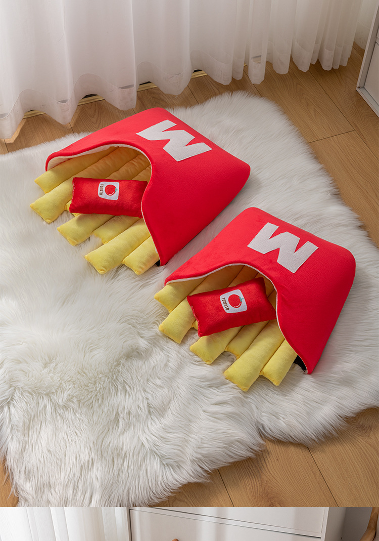 Cartoon French fries bed, all-season universal closed cat bed, detachable and washable cat warm bed, puppy bed, pet bed, cross-border pic 10