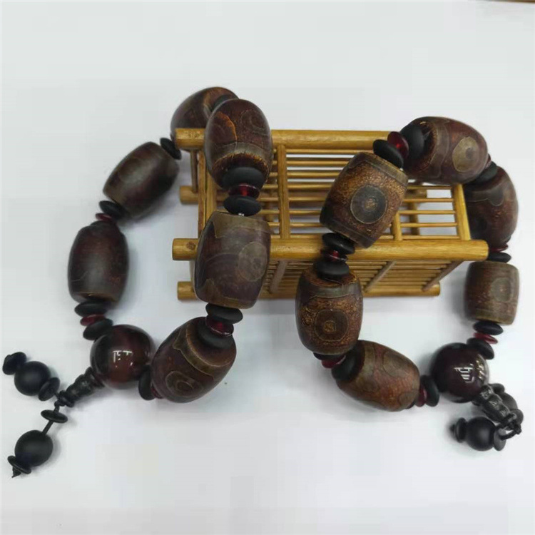 Guangshun Jewelry's Tianzhu Agate Bucket Bead Bracelet, Tibetan-style three-eye Tianzhu Agate drum Bead bracelet, Factory Direct sales Specification image
