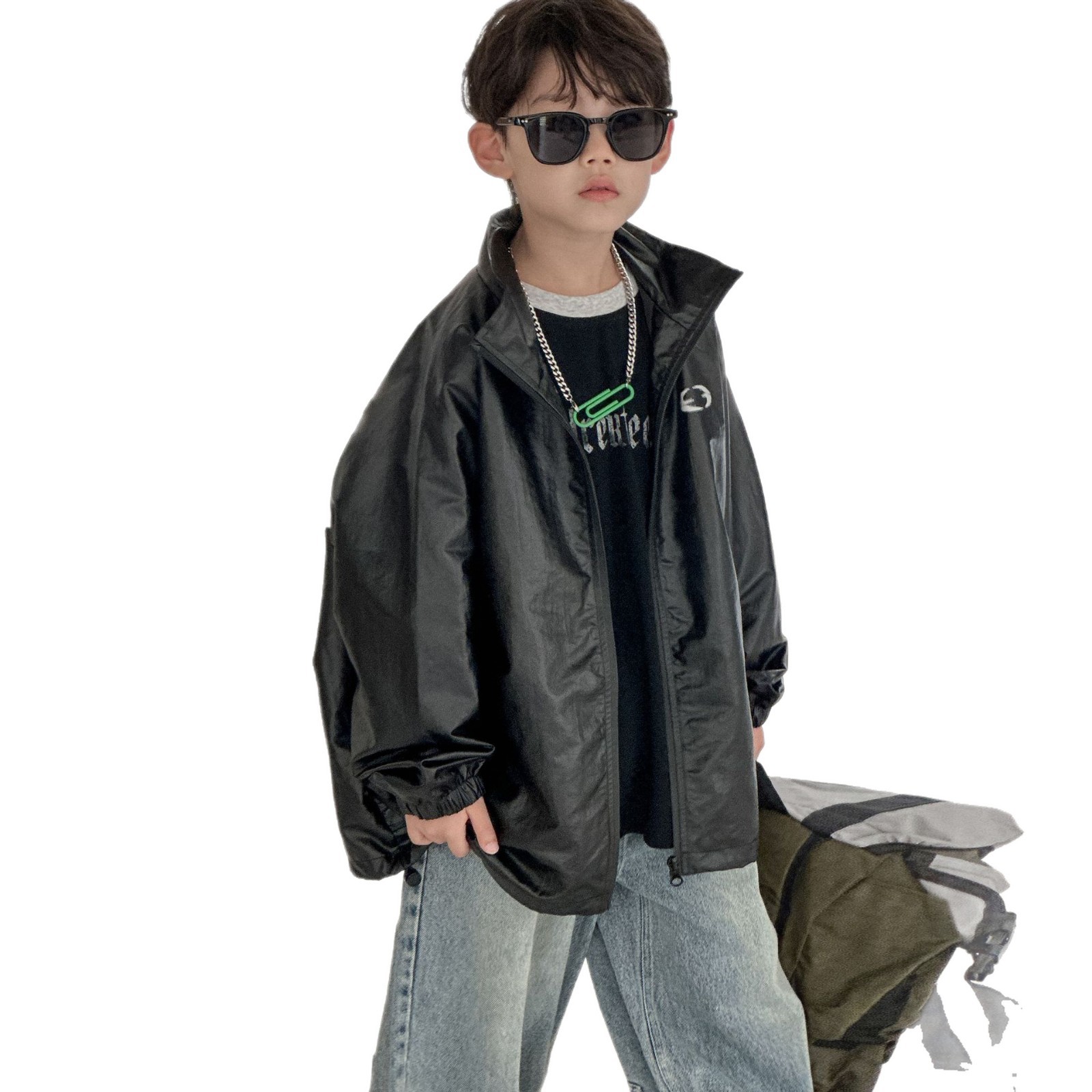Boys' Autumn Jacket 2025 New style Children's loose spring and autumn jacket top, small boys' cool children's clothing Item Picture