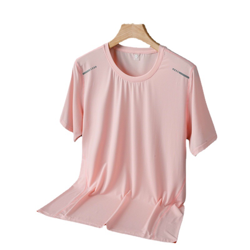2023 Summer Ice Silk short-sleeved T-shirt, loose and large-sized, quick-drying couple outdoor sports quick-drying clothes T-shirt, versatile for men Item Picture