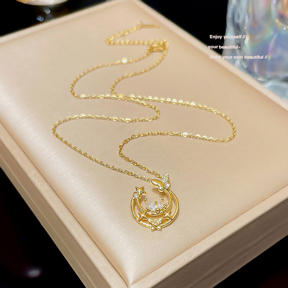 Delicate Star Moon Light Luxury Necklace Women All Fashion Pendant Choker 2024 New Niche Design Sense Collarbone Chain details Picture
