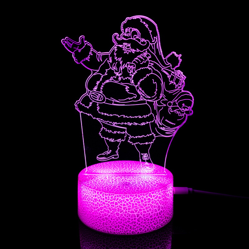 跨境爆款裂纹底座3D小夜灯 USB遥控亚克力台灯圣诞节礼物礼品灯图