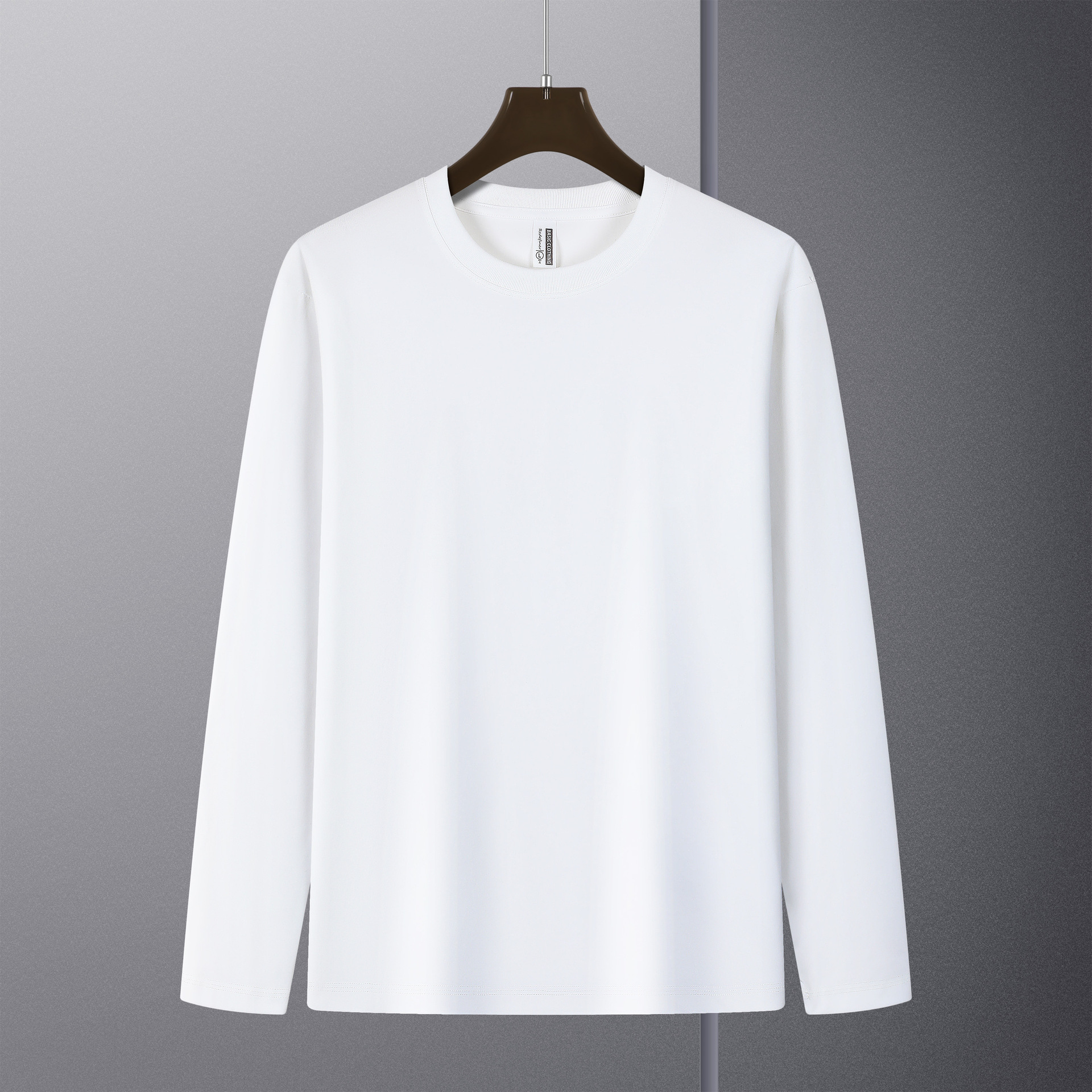 32-piece Xinjiang cotton 240g heavyweight T-shirt for men's autumn and winter collection, solid color round-neck long-sleeved sweatshirt wholesale, two-piece T-shirt Specification image