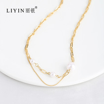 Beautiful silver jewelry Baroque necklace niche Korean pearl choker with Tiktok ins style retro necklace female