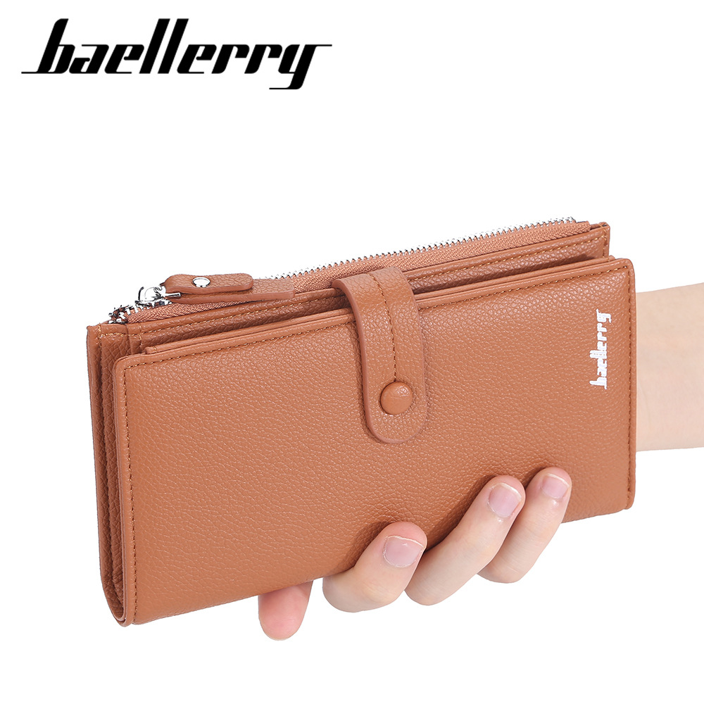 Baellerry2022新款女士长款钱包跨境多卡位拉链手拿包荔枝纹卡包详情图5