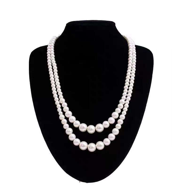 Collar de perlas modelo madre con cheongsam doble gargantilla elegante moda mujer foto cadena de clavícula vestido de boda juego