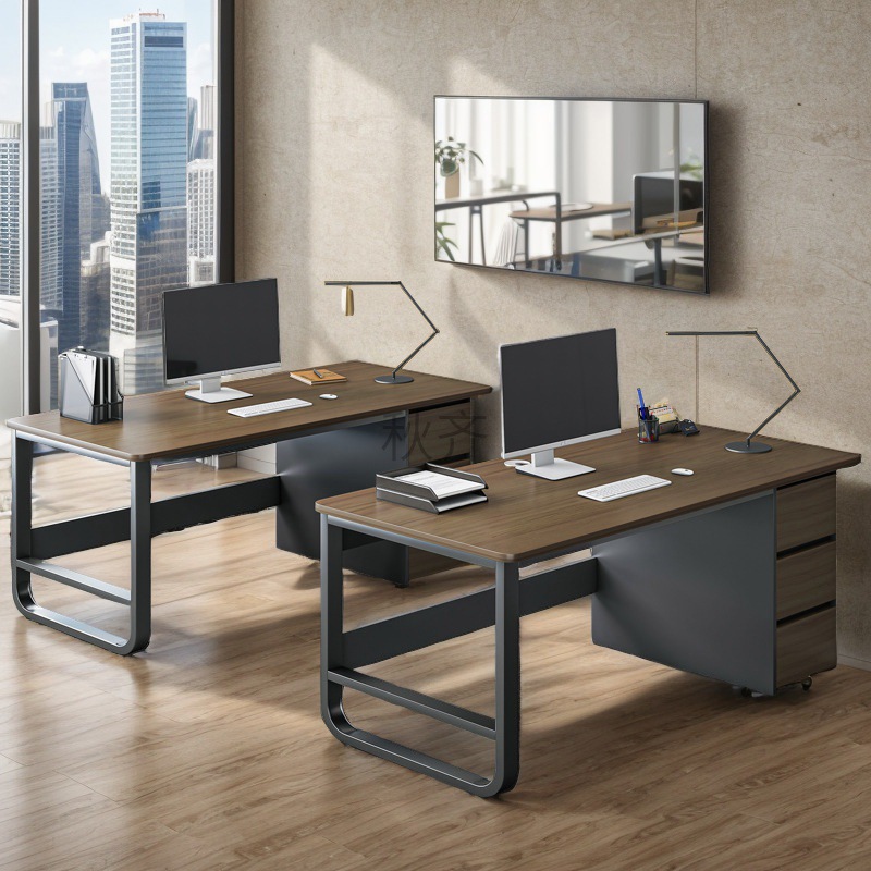 Simple single-person workstations, simple staff desks, modern bedroom computer desks, and multi-person desks and chairs in the office