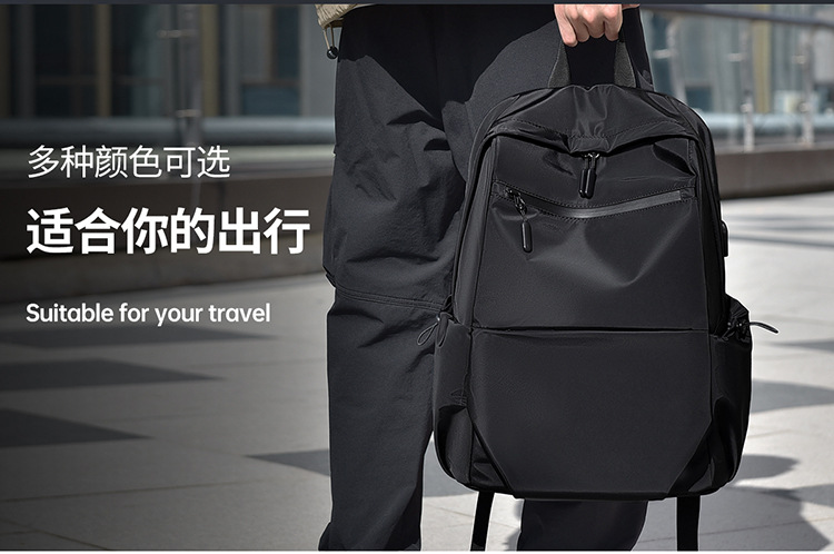 跨境外贸2025新款男士通勤双肩包大容量简约背包学生书包电脑包详情2