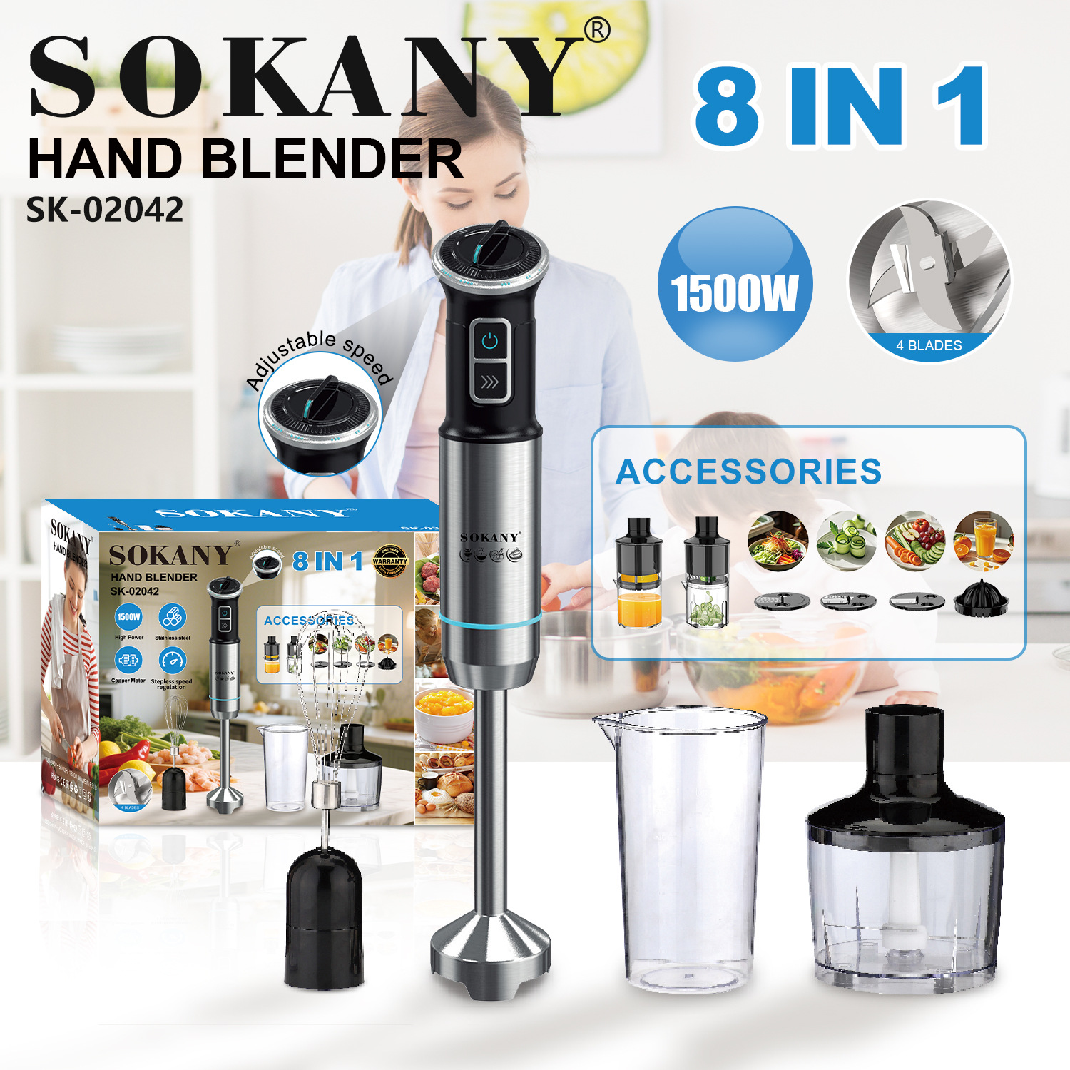 Comercio exterior SOKANY02042 batiendo barra de cocina de acero inoxidable batiendo jugo triturando barra mezclador de mano