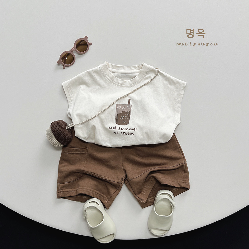 Children's printed vest 2026 Summer new style pure cotton sleeveless top for boys and girls, baby Korean version Japanese style children's clothing trend details Picture