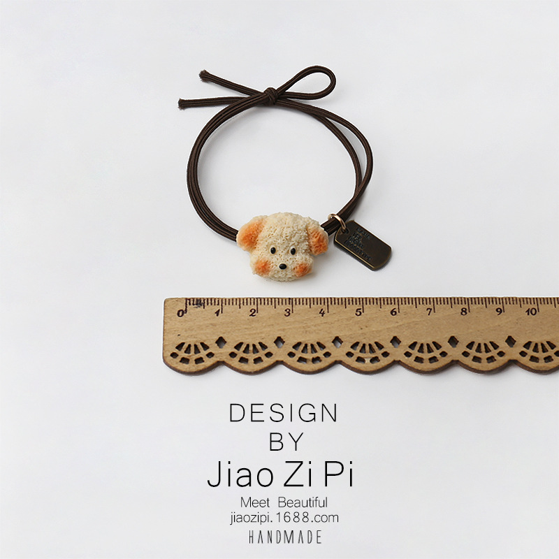 Simple and cute puppy hair tie, animal girlish heart, high ponytail, hair band, sweet hair band, cartoon hair tie and hair accessory Application Scenario