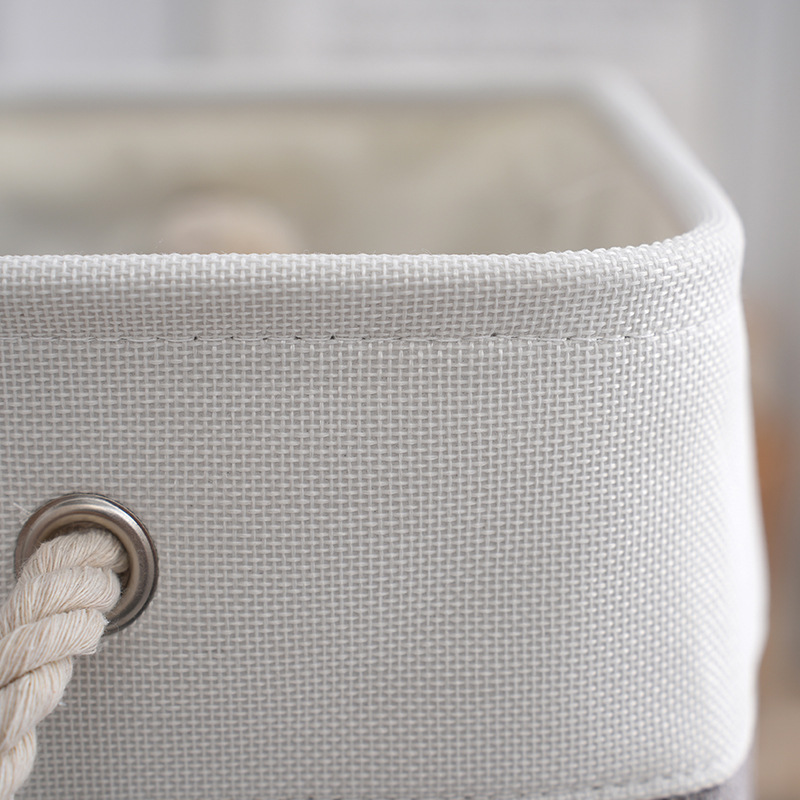 Nordic Patchwork Linen Organizer Basket Large Capacity Square Bedroom Living Room Clothing Organizer Basket Application Scenario