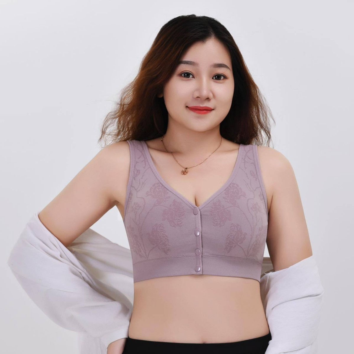 前开扣加肥加大码固定杯美背无钢圈一体杯背心裹胸性感文胸内衣女