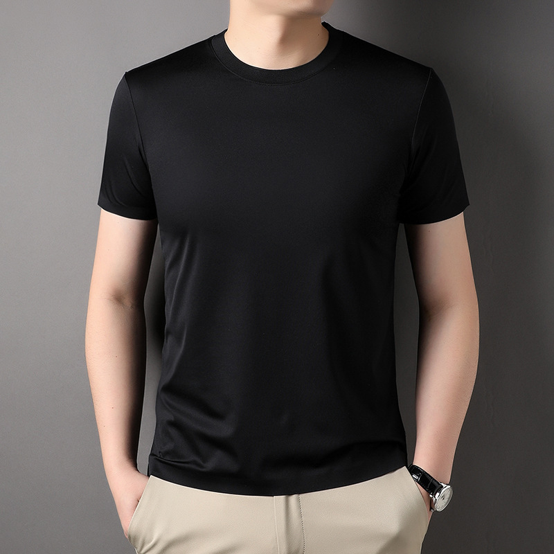 Summer short-sleeved T-shirt for men, fashionable and simple solid color round-neck half-sleeved top for men's clothing, suitable for men