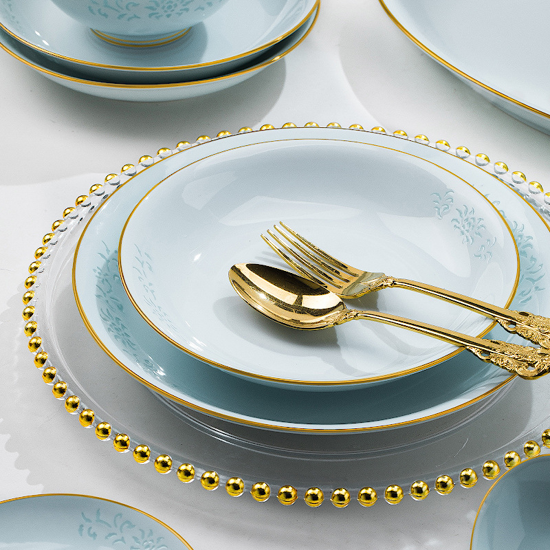 2022 New Jingdezhen Chinese Dish Home A Full Set Of High-Grade Phnom Penh Celadon Exquisite Tableware Set Bowl And Plate details Picture