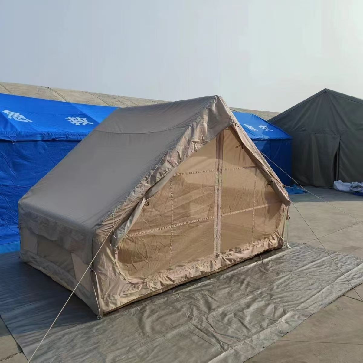户外野外露营充气帐篷过夜防雨保暖营地屋脊防晒野外装备用品小屋细节图