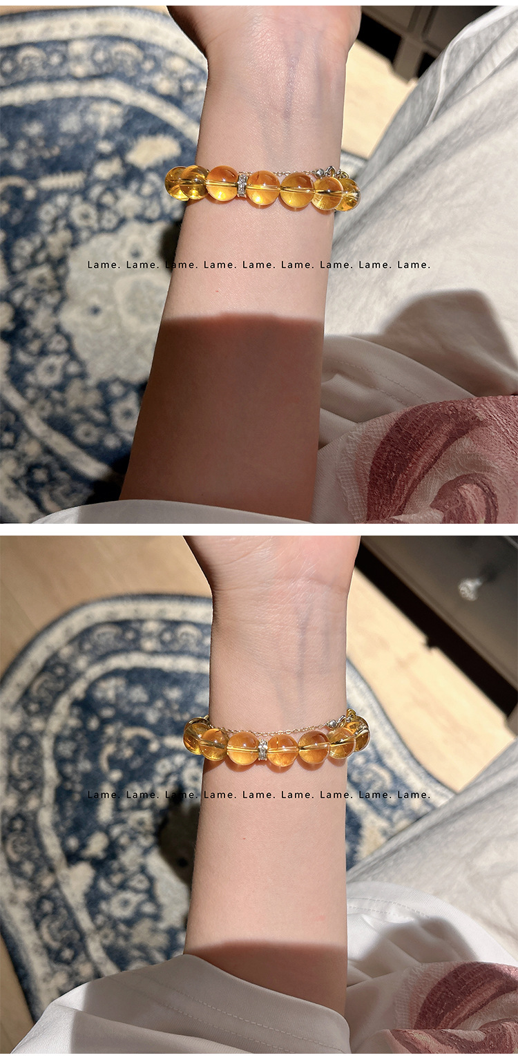 原创天然黄水晶手链女招财手串男女款手珠饰品手饰礼物清透暴力黄款式简约时尚详情10