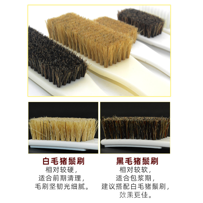 Pig bristle cultural play brush, nano brush, small diamond, Bodhi, olive, walnut base maintenance and cleaning tool, hard bristle brush details Picture