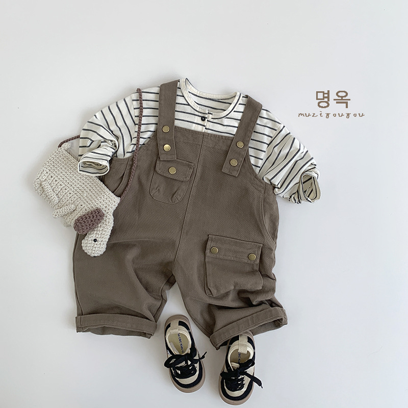 Simple and versatile striped T-shirt for 2024 autumn, Japanese-style top for boys and Korean-style long-sleeved T-shirt for girls and babies, trendy details Picture