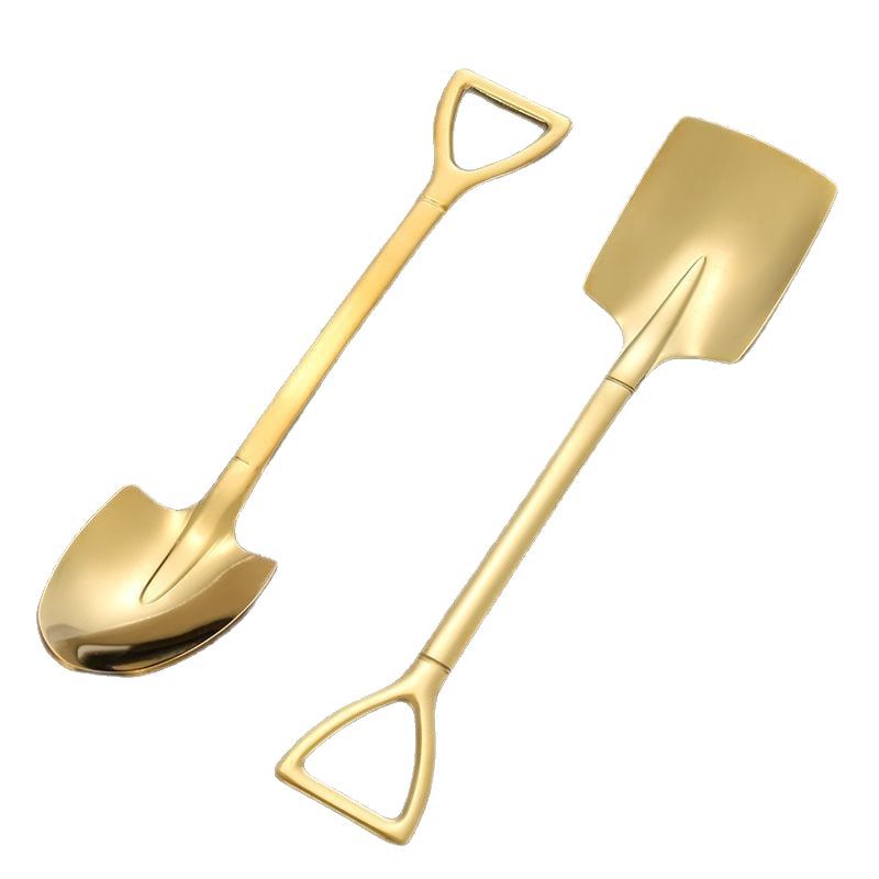 Stainless steel spoon, watermelon spoon, square spatula, golden spatula, creative shovel, stirring spoon, dessert spoon, coffee ice cream spoon Item Picture