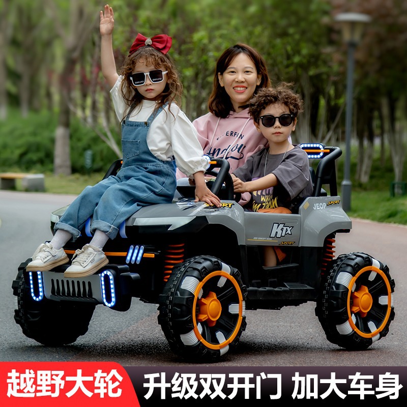 儿童电动车四驱遥控越野车可坐人小男孩大女孩电动汽车玩具童车图