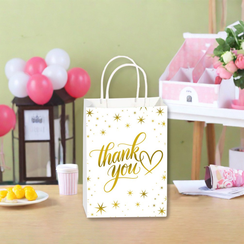 Cross-border thank-you gift bags with gold foil stamping and a high-end feel, hand-held kraft paper bags, Thanksgiving and Christmas gift packaging bags details Picture
