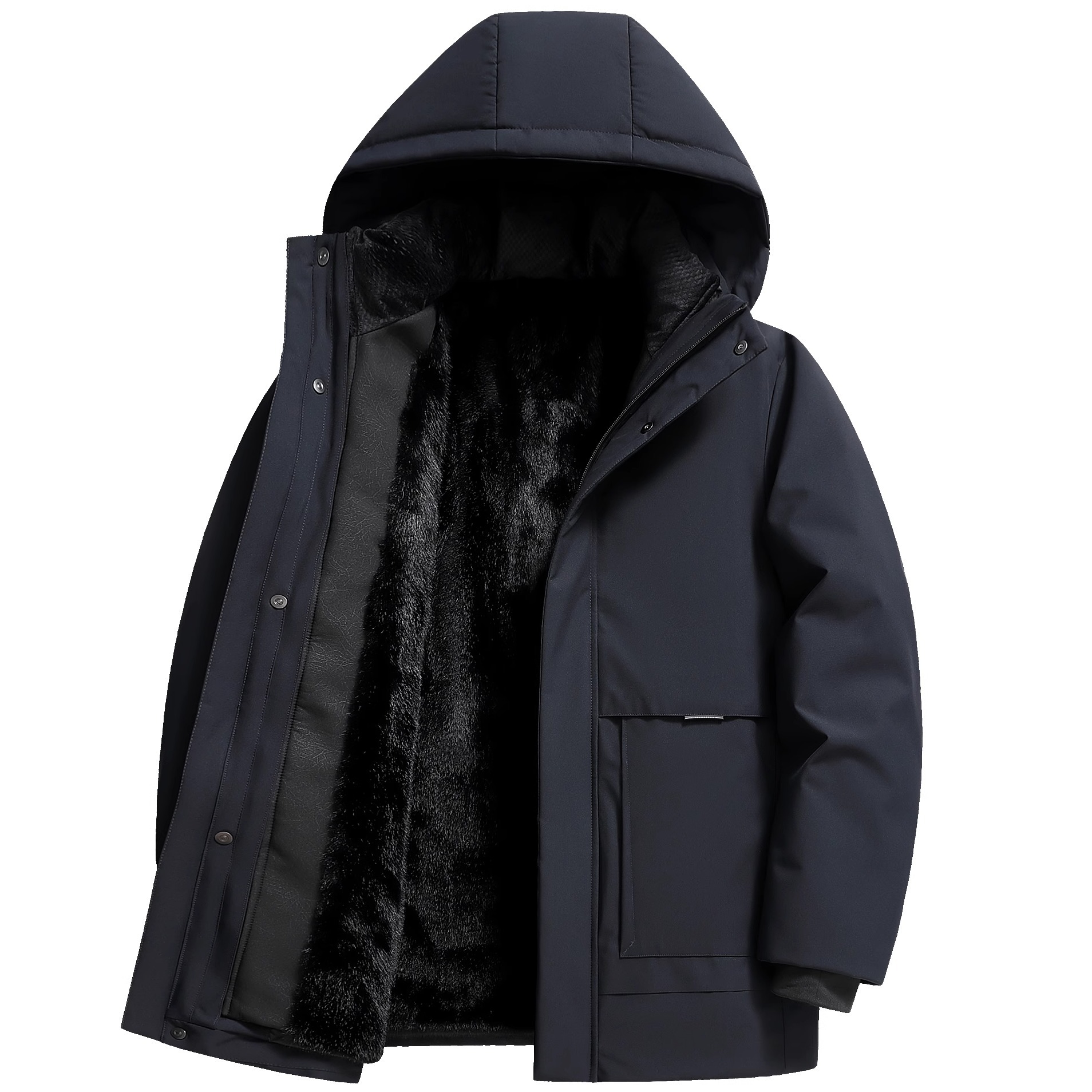 Romon wore a 90-inch white duck down jacket and a winter coat for his father. The middle-aged man added down and thickened clothes Item Picture