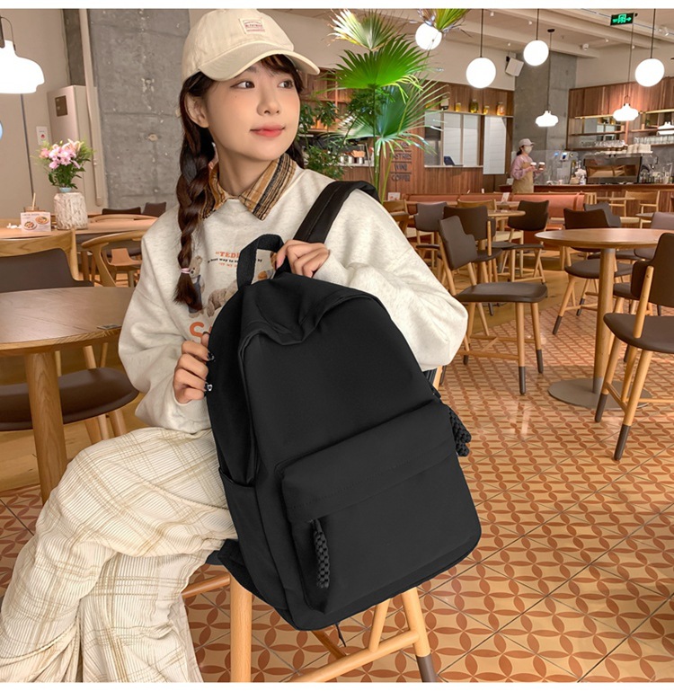 书包女生大学生简约纯色大容量初中生高中生2024新款背包女双肩包详情2