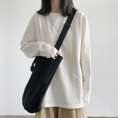 春秋长袖T恤女新款白色宽松内搭打底衫衣服韩系女装上衣一件代发