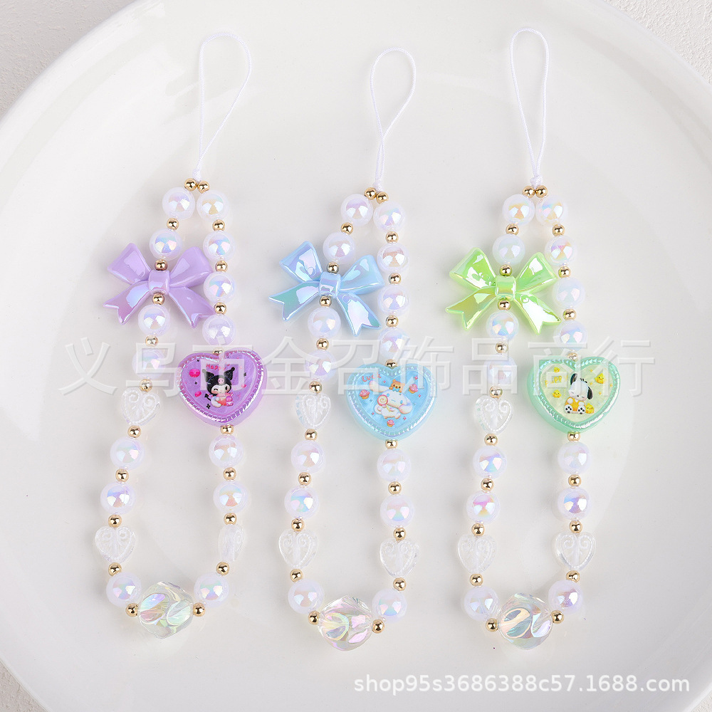 New KT Cat mobile phone chain, beaded chain accessory, cute cartoon ccd camera chain, women's style lanyard Item Picture