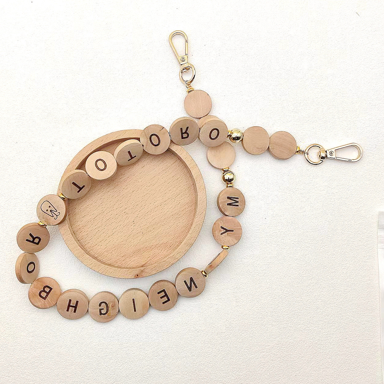 Finished wood beads, round letter wood chips, string beads, accessories, loose beads, spacers, DIY materials, round beads, loose beads, factory direct sales Specification image