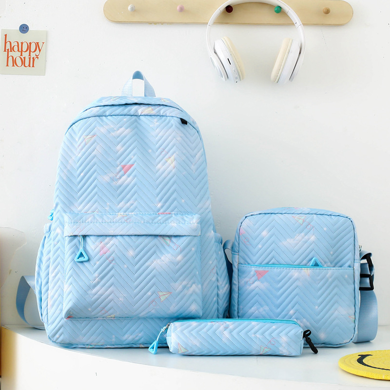 Cross-border nuevo estilo engrosado presurizado impresión mochila estudiante de primaria estudiante de secundaria estudiante de secundaria alta capacidad de tres piezas mochila escolar details Picture