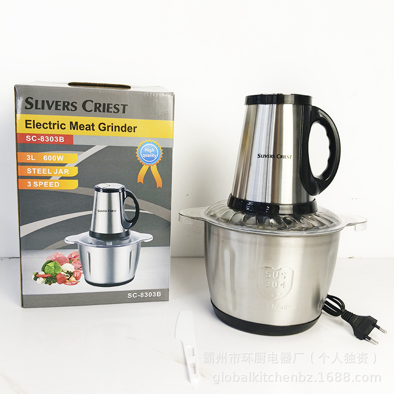 Foreign Trade 3L Meat Grinder, Electric Vegetable And Meat, Electric Kitchen Knife, Stainless Steel Bowl, Electric Food Processing Machine