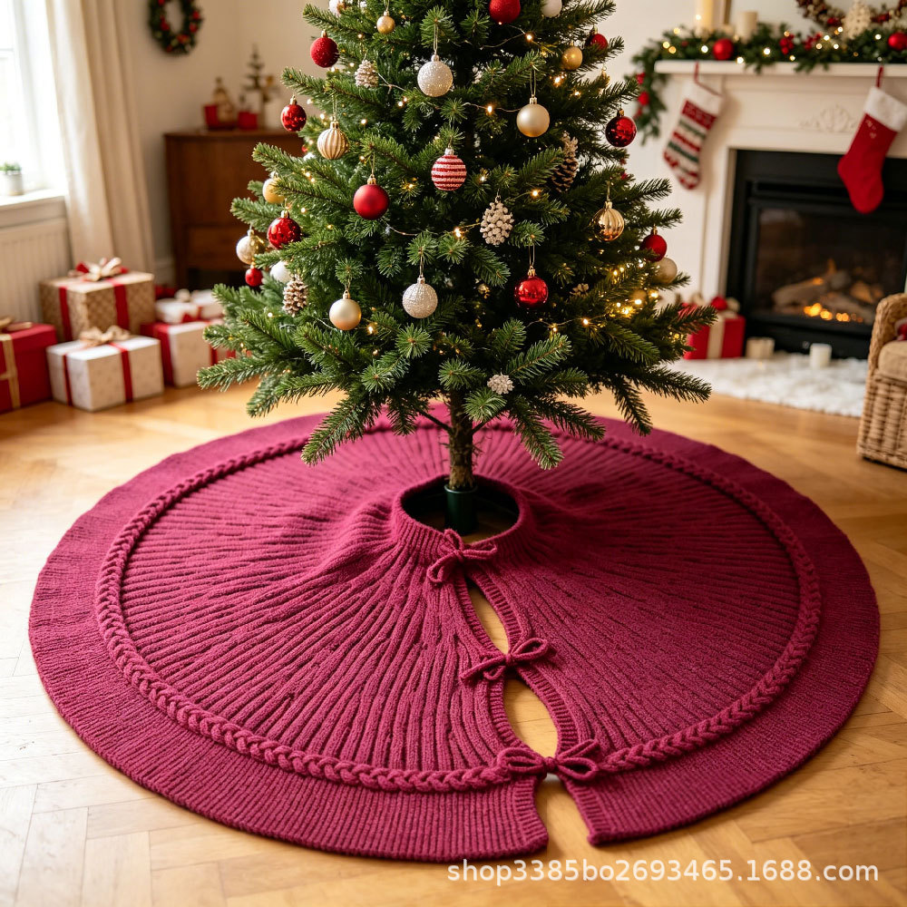 Cross-border new knitted Christmas tree skirts, tree aprons, Christmas gifts, tree decorative carpets, Ins-style decorative items, presents
