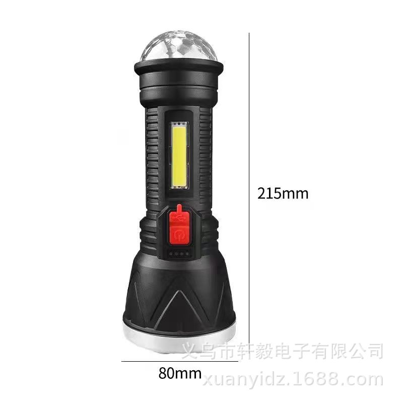 新款魔球LED强光小手电筒迷你侧灯工作灯USB充电户外照明礼品灯具图