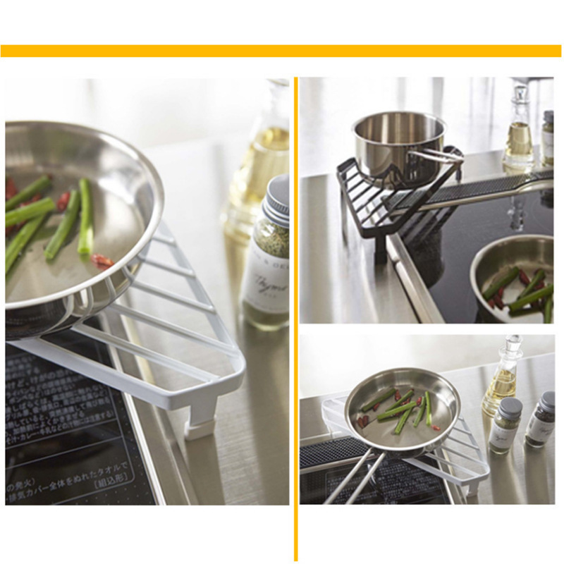 Metal rack, kitchen pot rack, triangular storage rack, anti-scald countertop, corner rack, household multi-functional storage rack Application Scenario